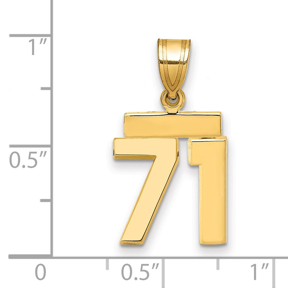 10k Small Polished Number 71 Charm