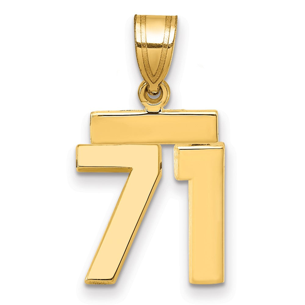 10k Small Polished Number 71 Charm