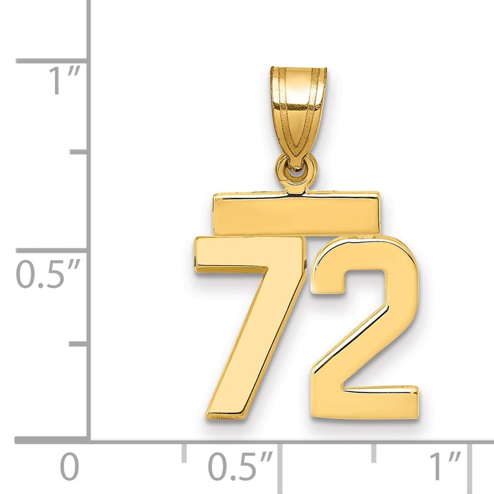 10k Small Polished Number 72 Charm