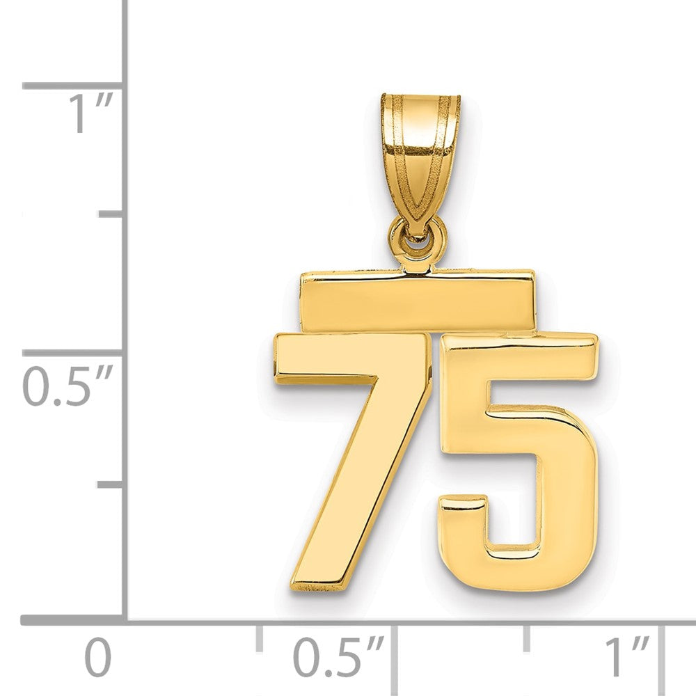 10k Small Polished Number 75 Charm