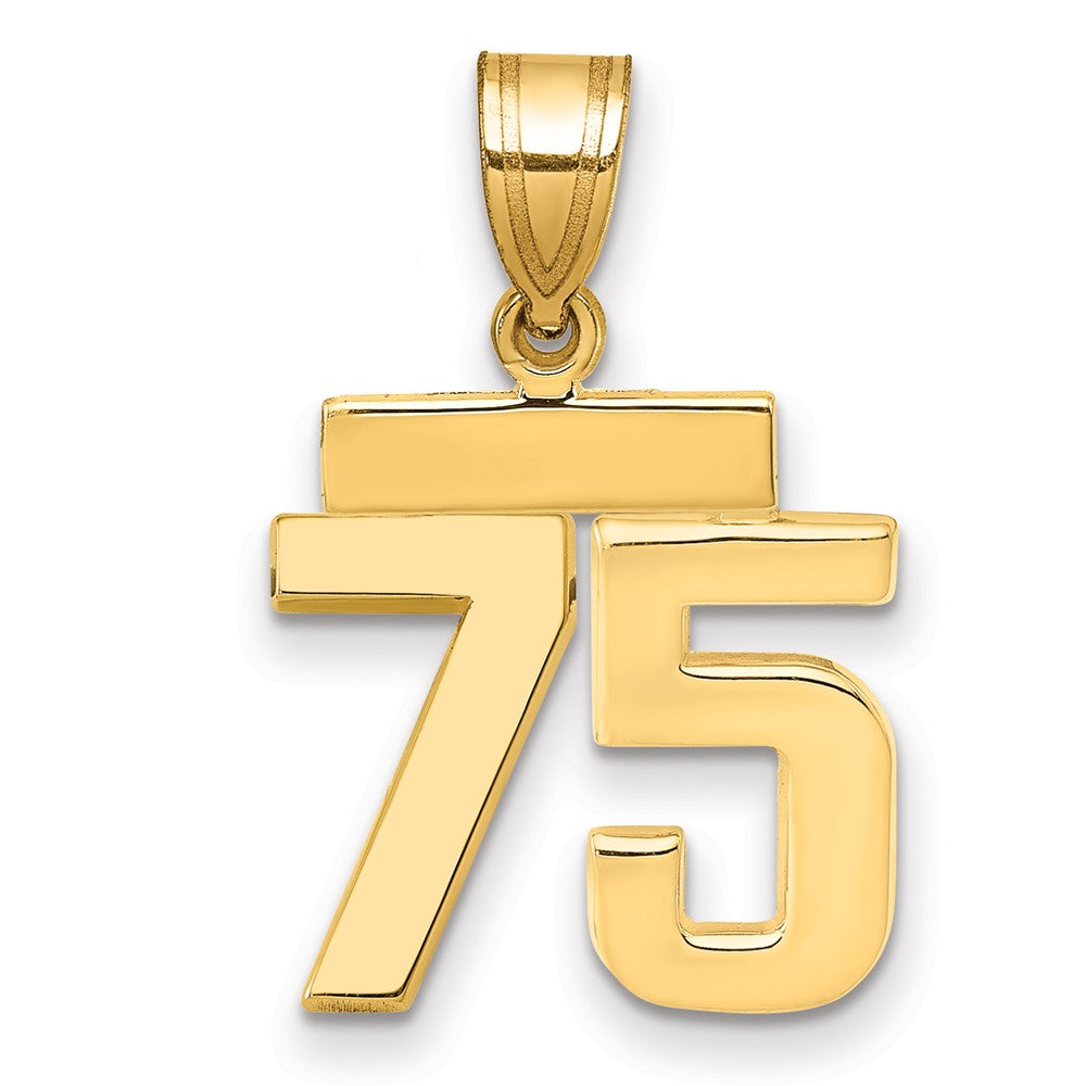 10k Small Polished Number 75 Charm