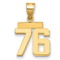 14k Small Polished Number 76 Charm