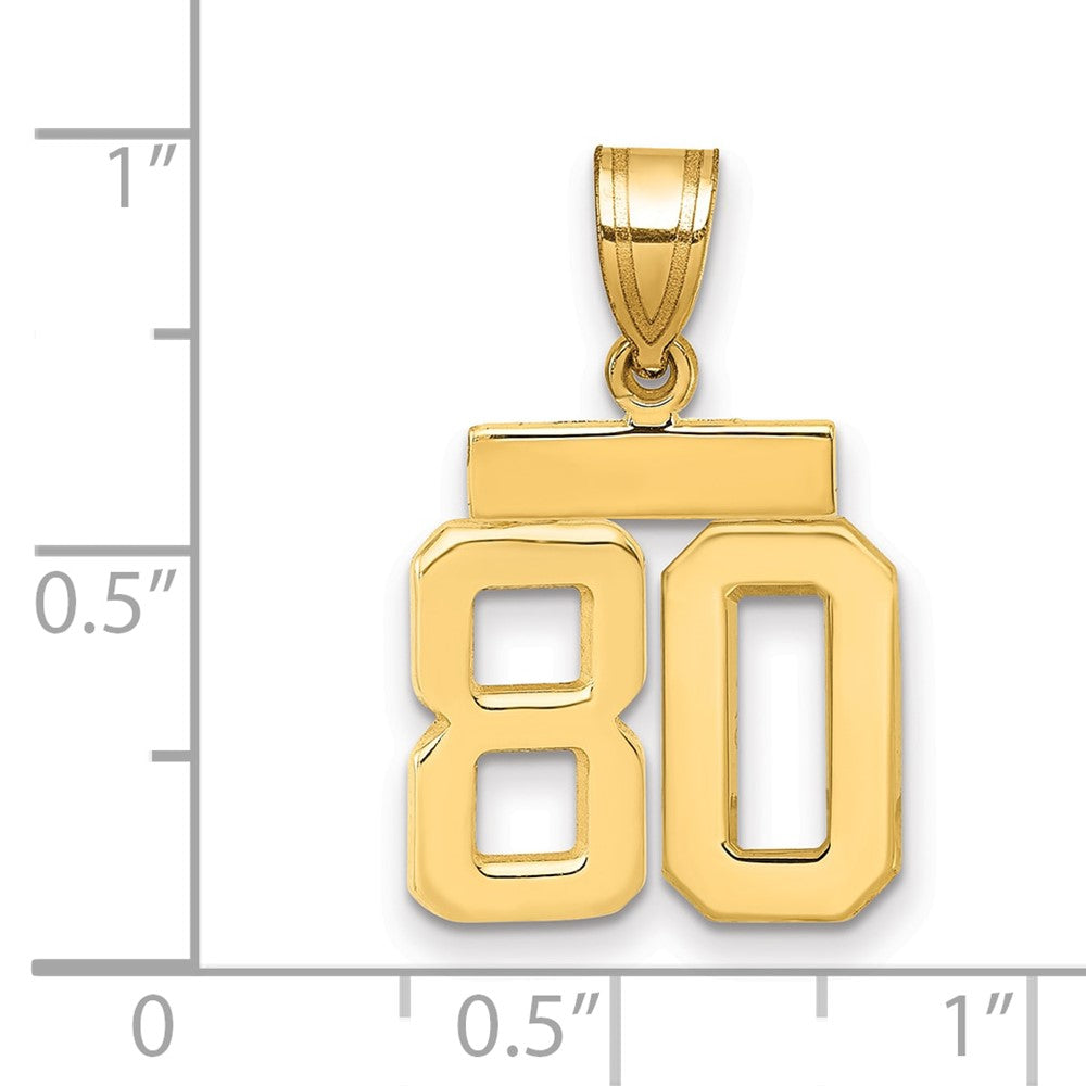 10k Small Polished Number 80 Charm