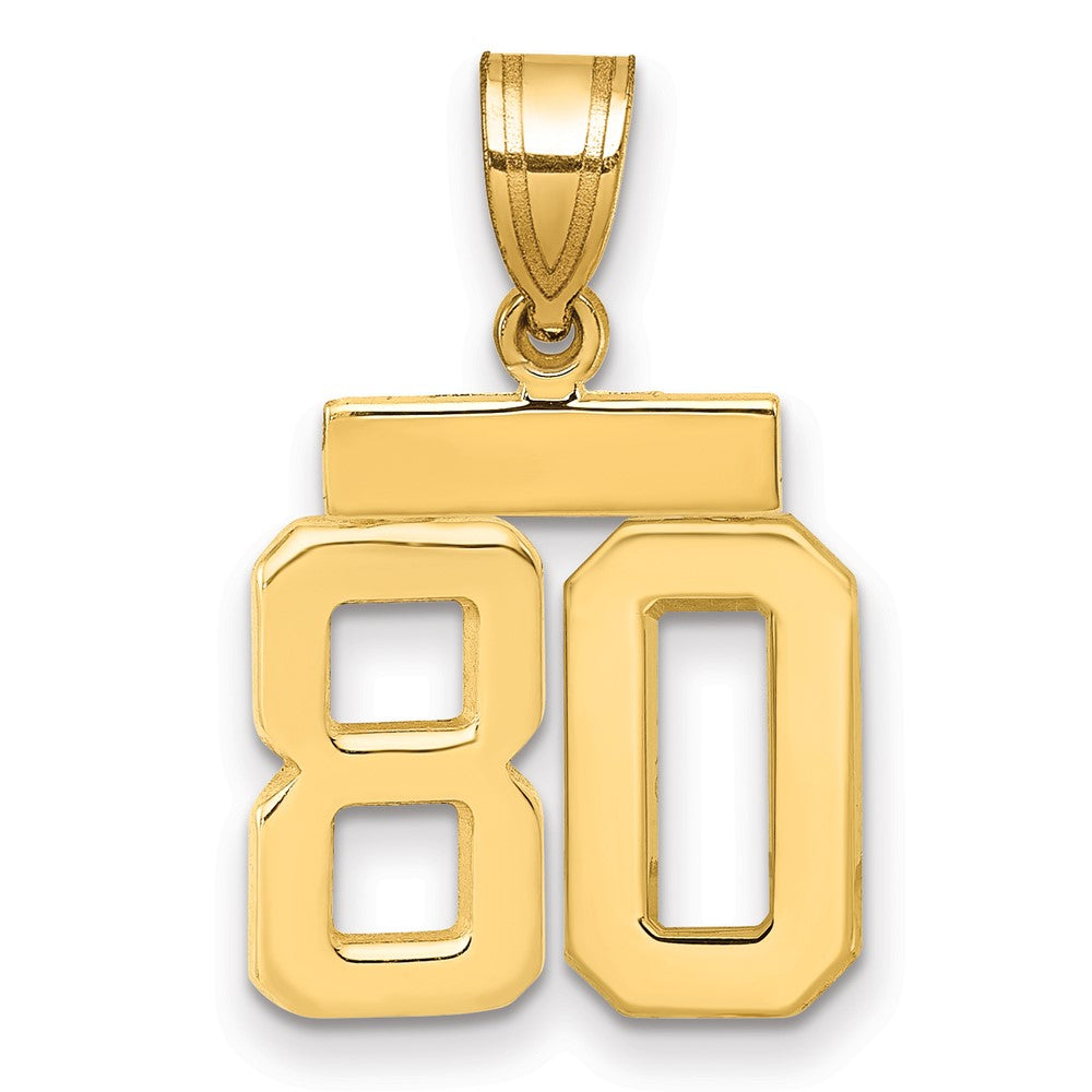 10k Small Polished Number 80 Charm