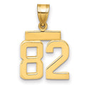 10k Small Polished Number 82 Charm