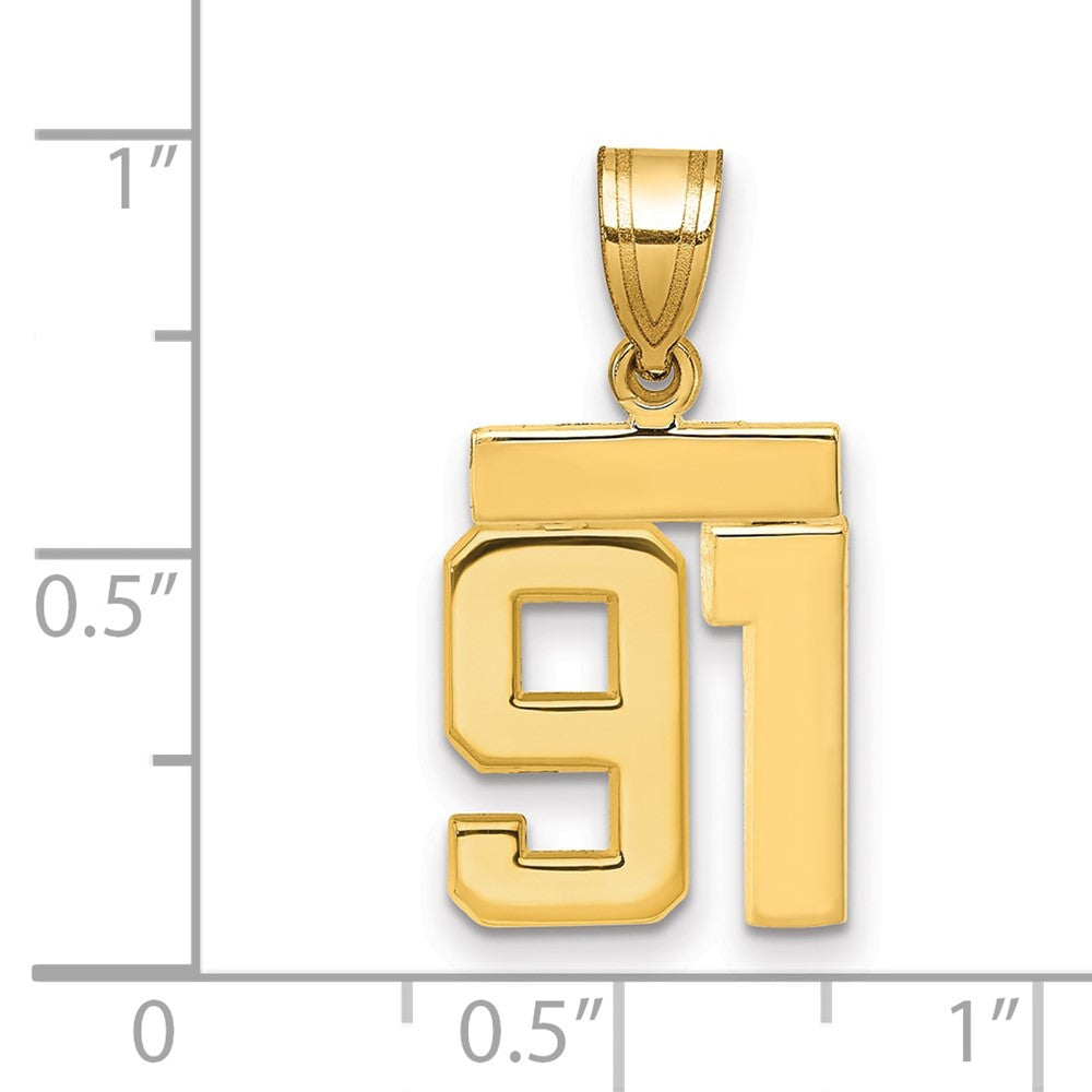 10k Small Polished Number 91 Charm