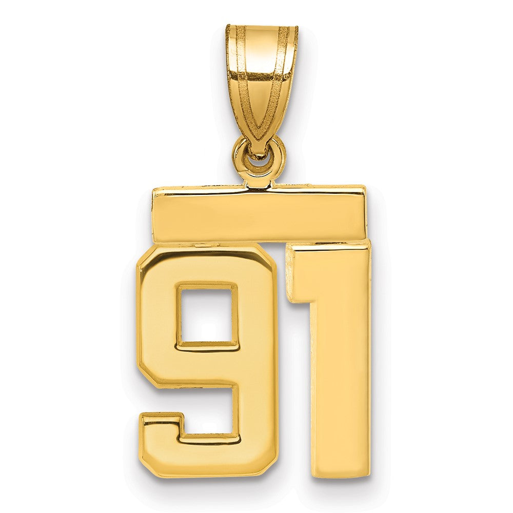 10k Small Polished Number 91 Charm