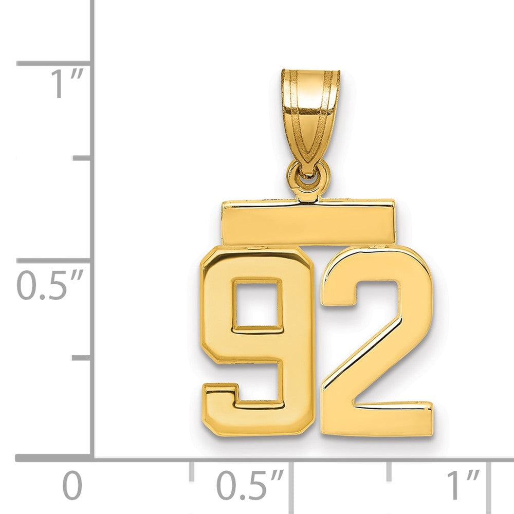 14k Small Polished Number 92 Charm