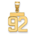 10k Small Polished Number 92 Charm