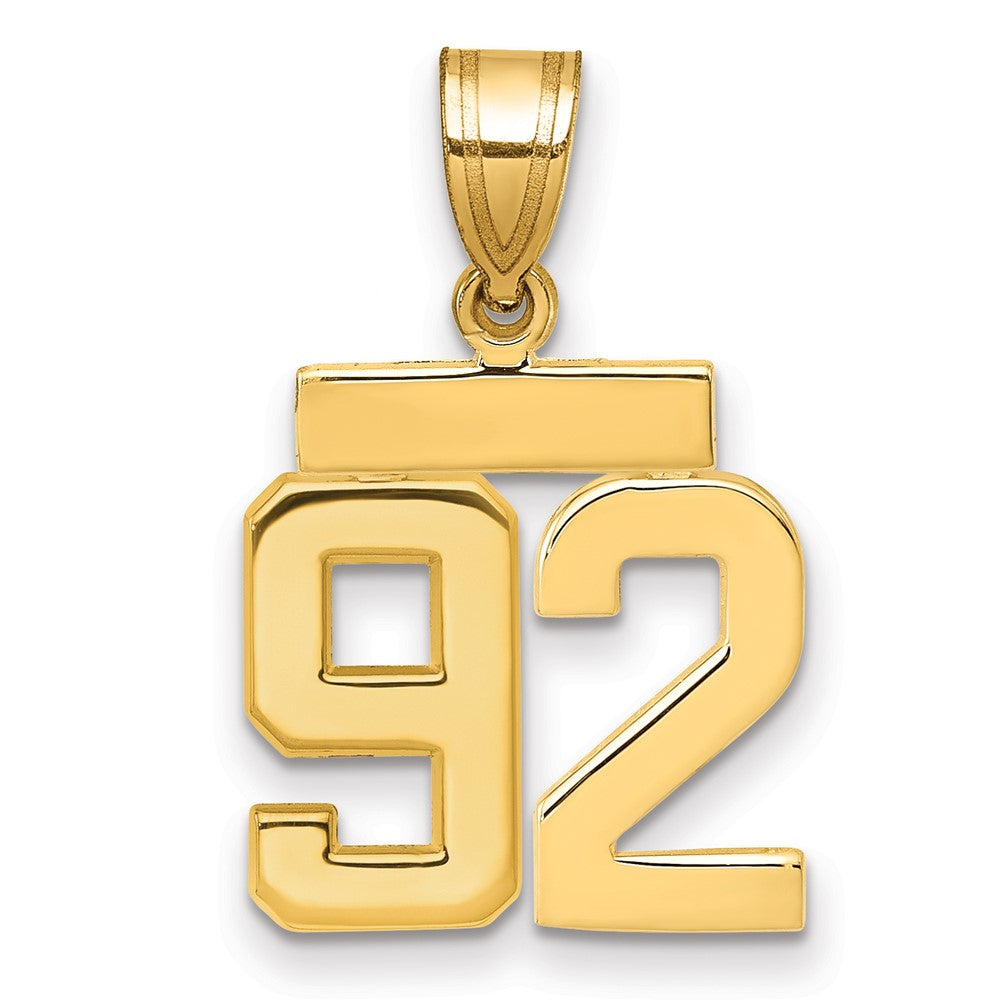 10k Small Polished Number 92 Charm