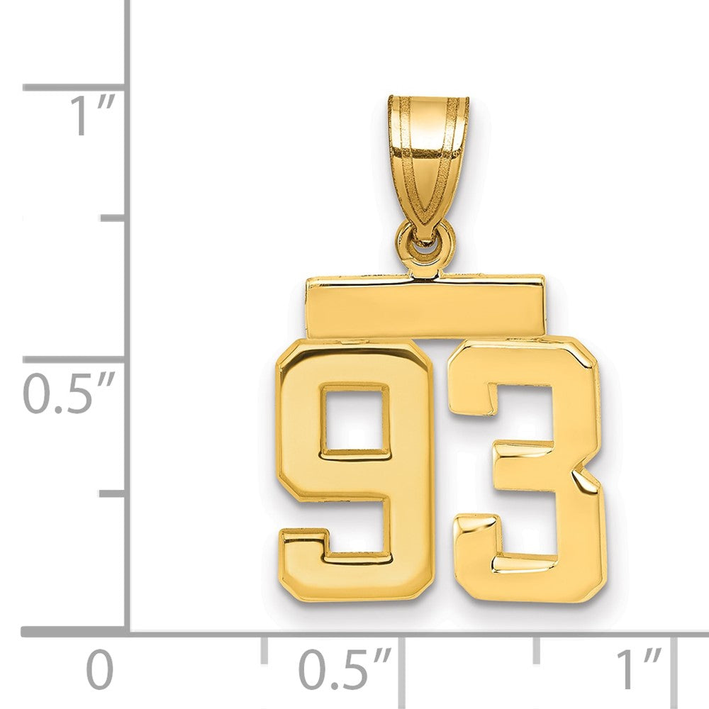 10k Small Polished Number 93 Charm