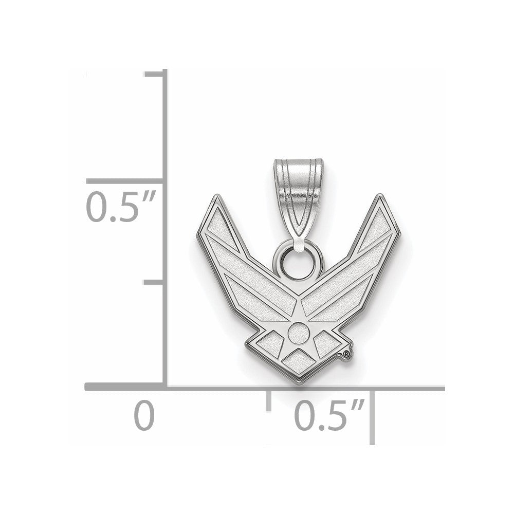 Sterling Silver Rhod-pltd LogoArt U.S. Air Force Small Pendant