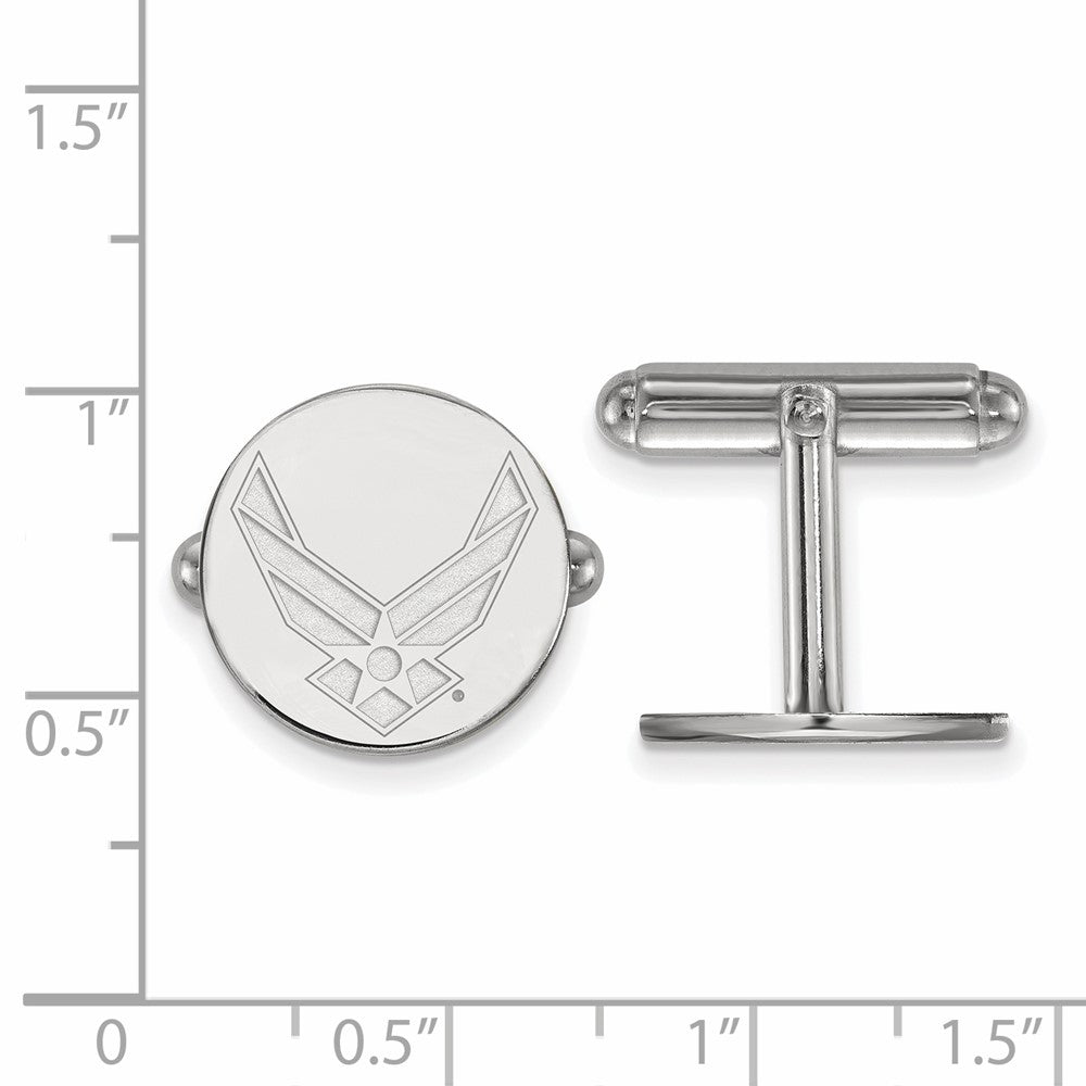 Sterling Silver Rhod-pltd LogoArt U.S. Air Force Cuff Links