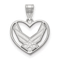 Sterling Silver Rhod-pltd LogoArt U.S. Air Force Heart Pendant