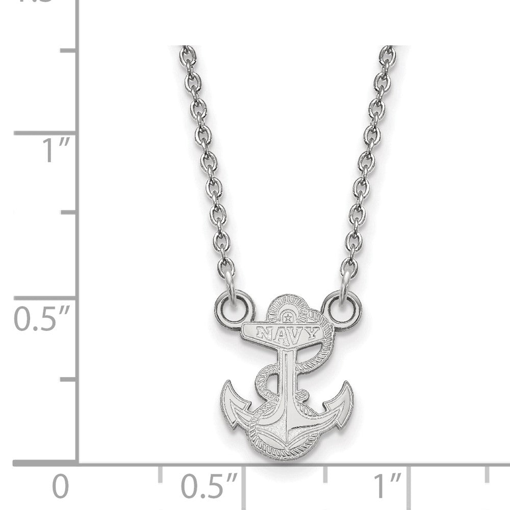 Sterling Silver Rhod-pltd LogoArt US Naval Academy Sm Pendant Necklace