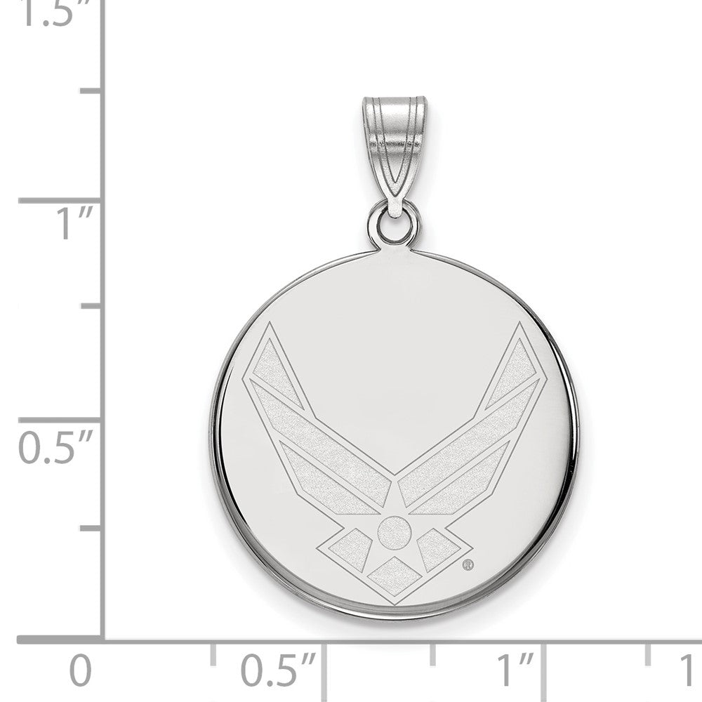 Sterling Silver Rhod-pltd LogoArt U.S. Air Force Large Disc Pendant