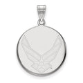 Sterling Silver Rhod-pltd LogoArt U.S. Air Force Large Disc Pendant