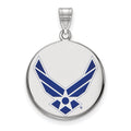 Sterling Silver Rhod-pltd LogoArt U.S. Air Force Lg Enamel Disc Pendant