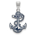Sterling Silver Rhod-pltd LogoArt US Naval Academy Lg Enamel Pendant
