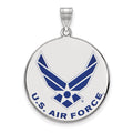 Sterling Silver Rhod-pltd LogoArt U.S. Air Force XL Enamel Disc Pendant
