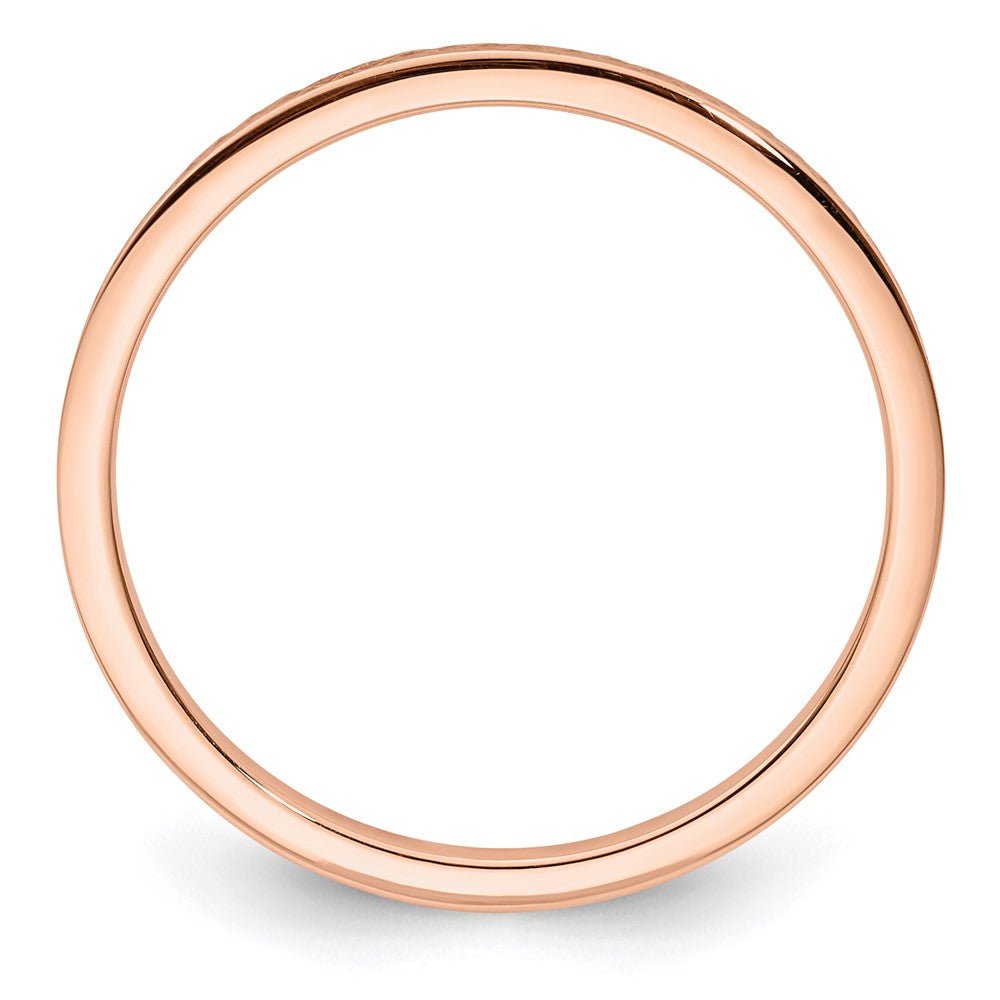 14K Rose Gold 1.2mm Criss-Cross Pattern Stackable Band