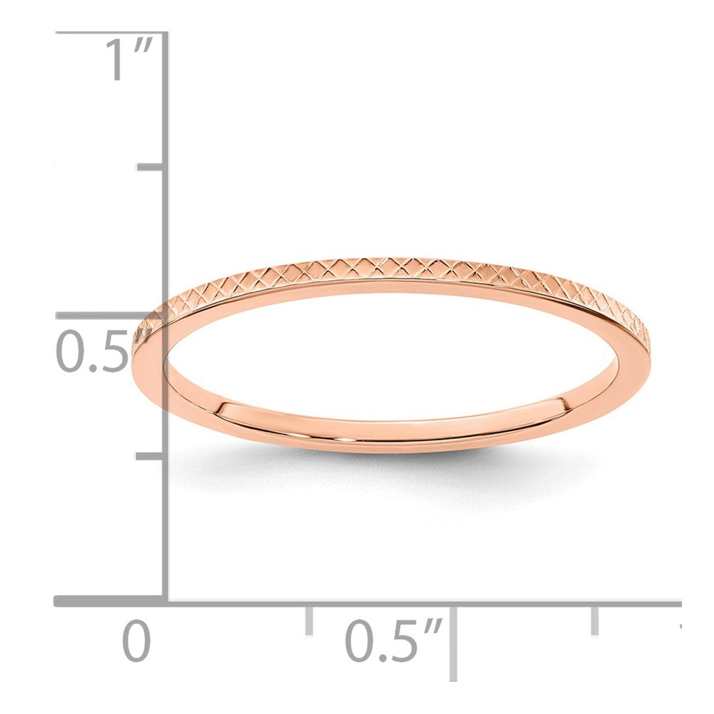 14K Rose Gold 1.2mm Criss-Cross Pattern Stackable Band