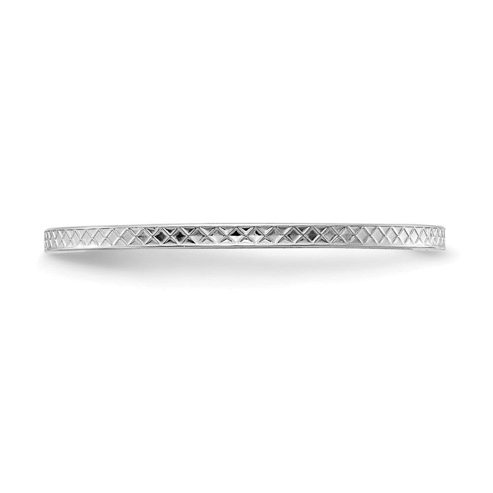 14K White Gold 1.2mm Criss-Cross Pattern Stackable Band