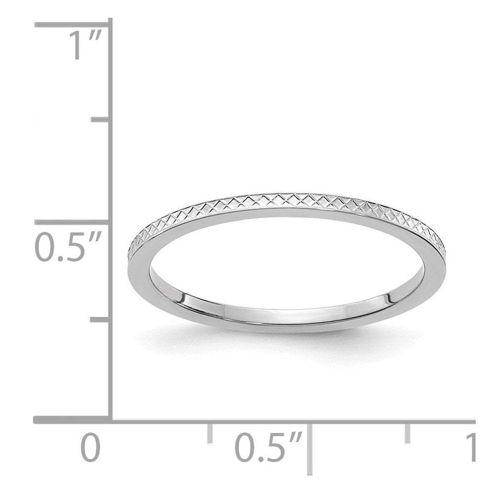 14K White Gold 1.2mm Criss-Cross Pattern Stackable Band