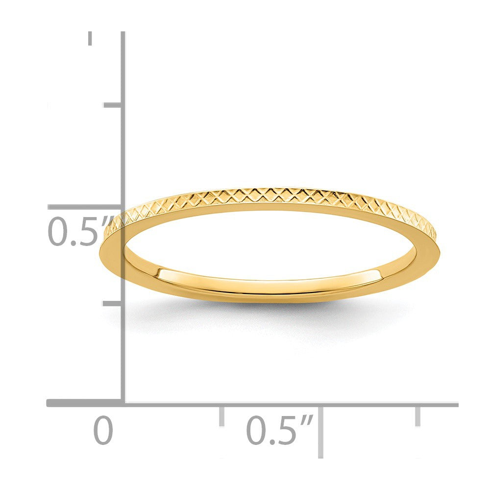 14K Gold 1.2mm Criss-Cross Pattern Stackable Band