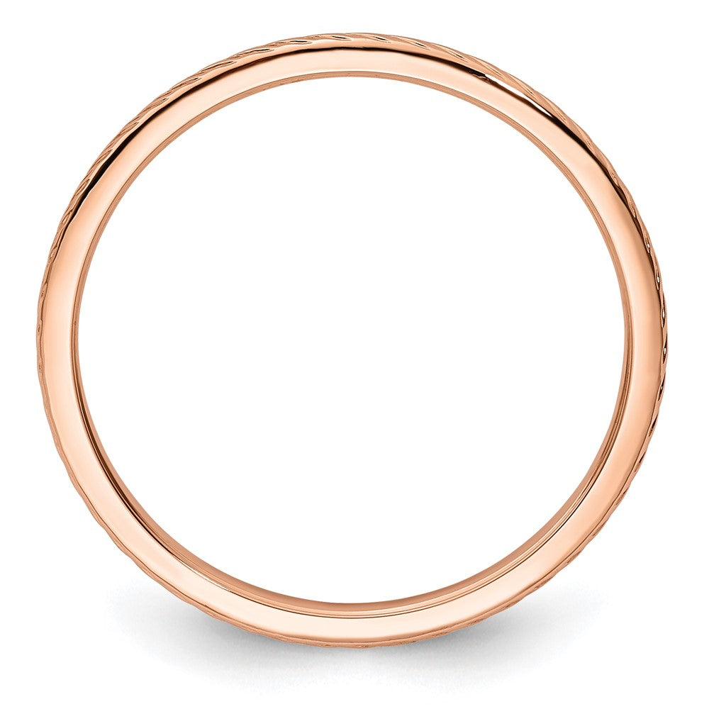 14K Rose Gold 1.2mm Twisted Wire Pattern Stackable Band