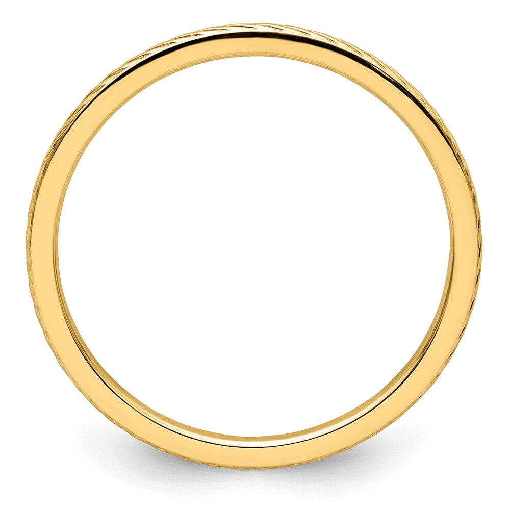 14K Gold 1.2mm Twisted Wire Pattern Stackable Band
