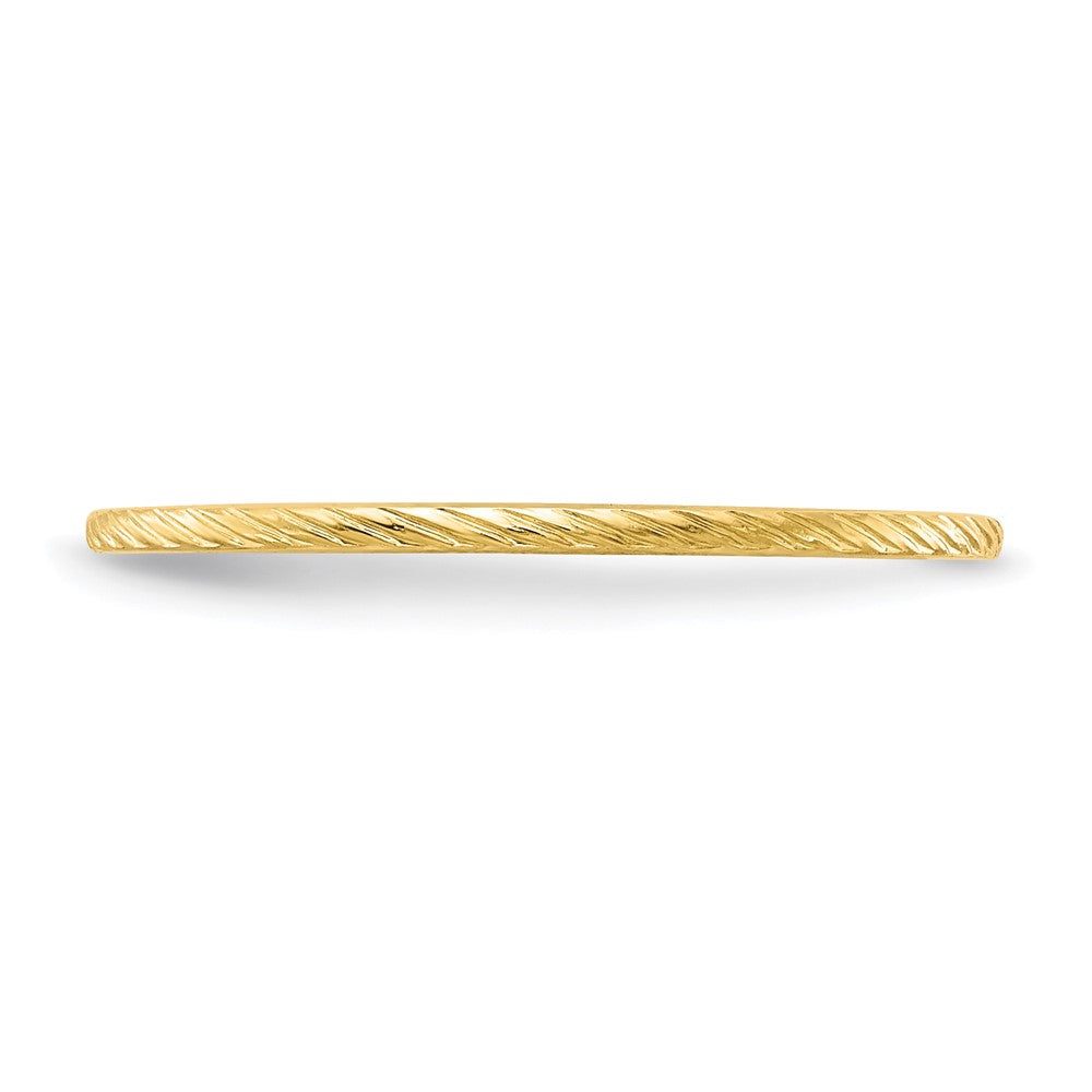 14K Gold 1.2mm Twisted Wire Pattern Stackable Band