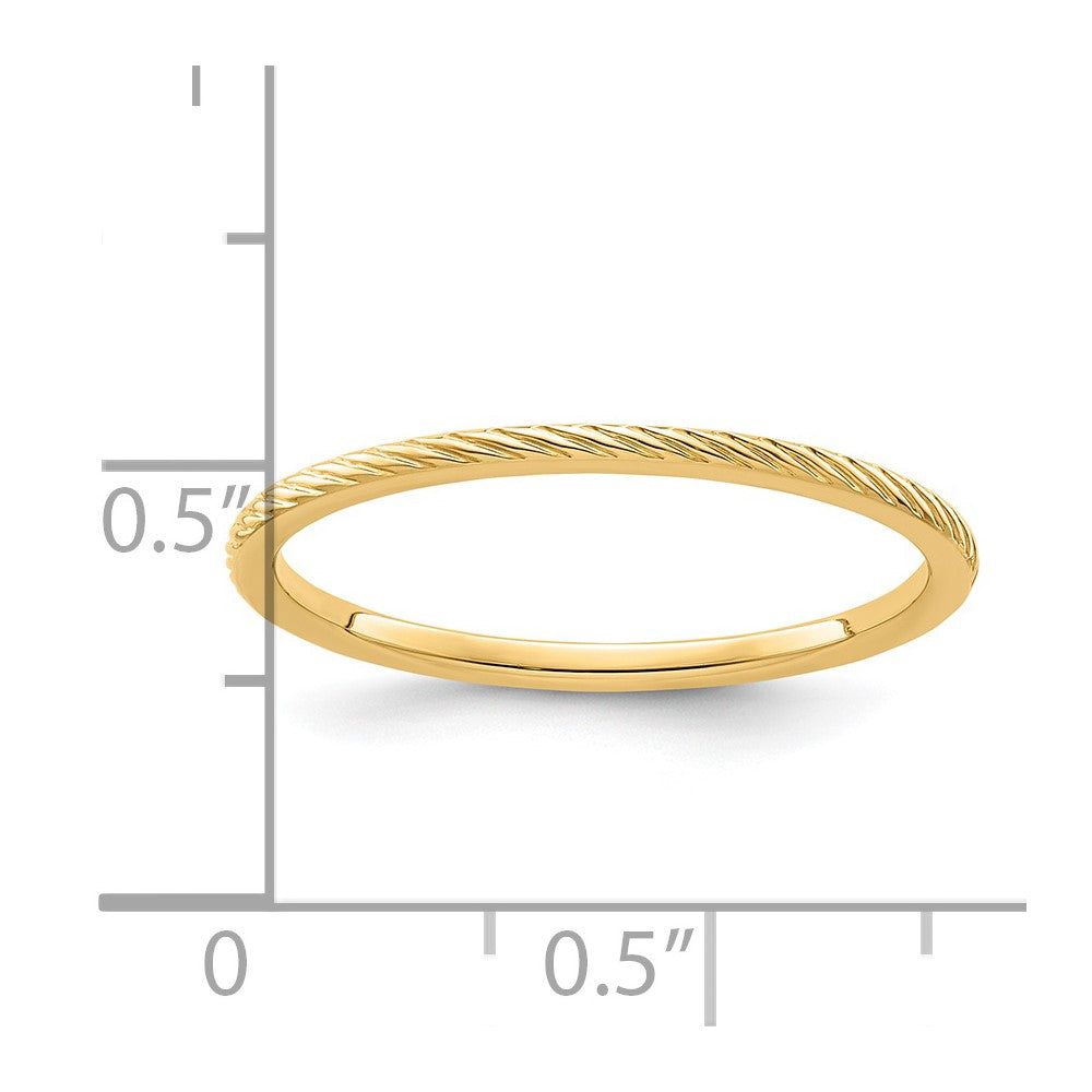 14K Gold 1.2mm Twisted Wire Pattern Stackable Band