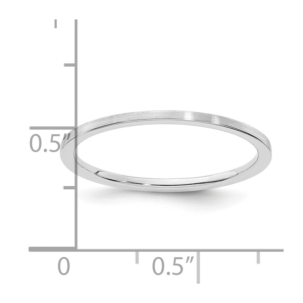 14K White Gold 1.2mm Flat Satin Stackable Band