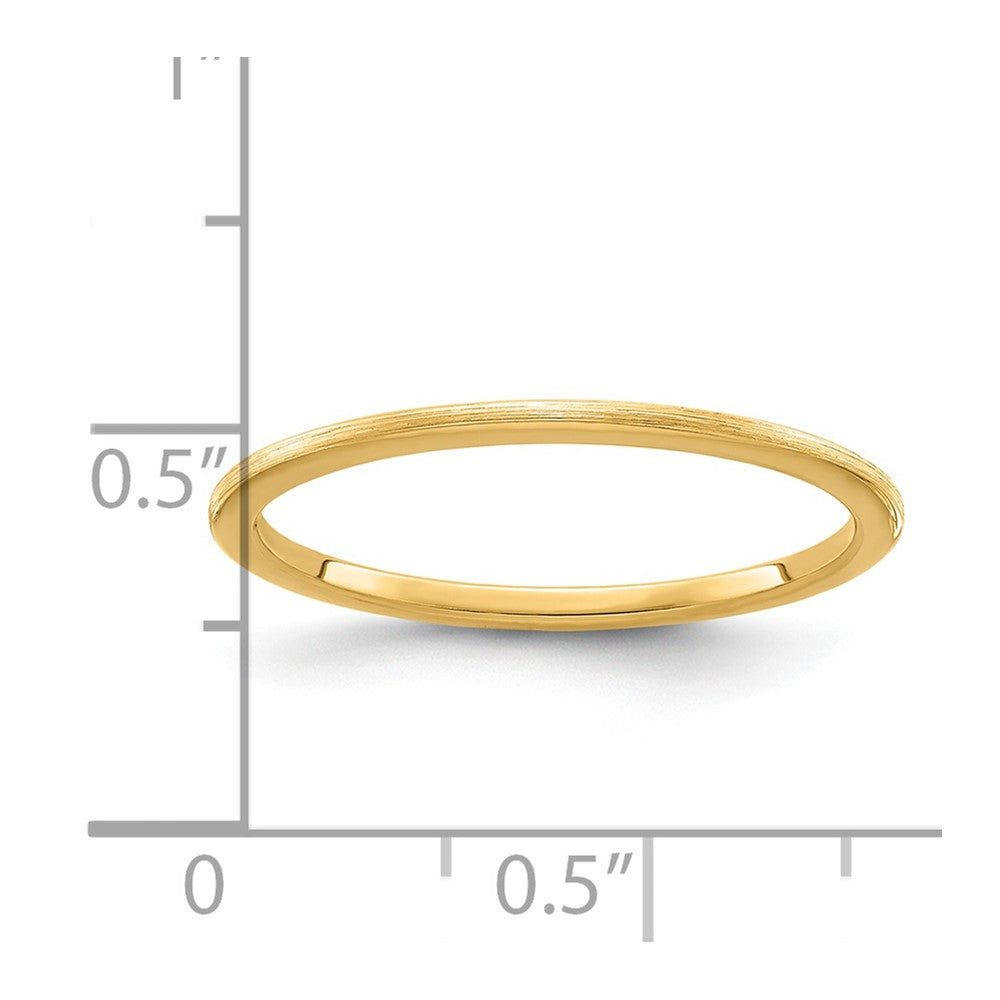 14K Gold 1.2mm Half Round Satin Stackable Band