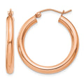 14k Rose Gold Polished 3mm Lightweight Tube Hoop Earrings