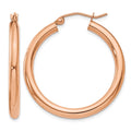 14k Rose Gold Polished 3mm Lightweight Tube Hoop Earrings