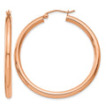 14k Rose Gold Polished 3mm Lightweight Tube Hoop Earrings