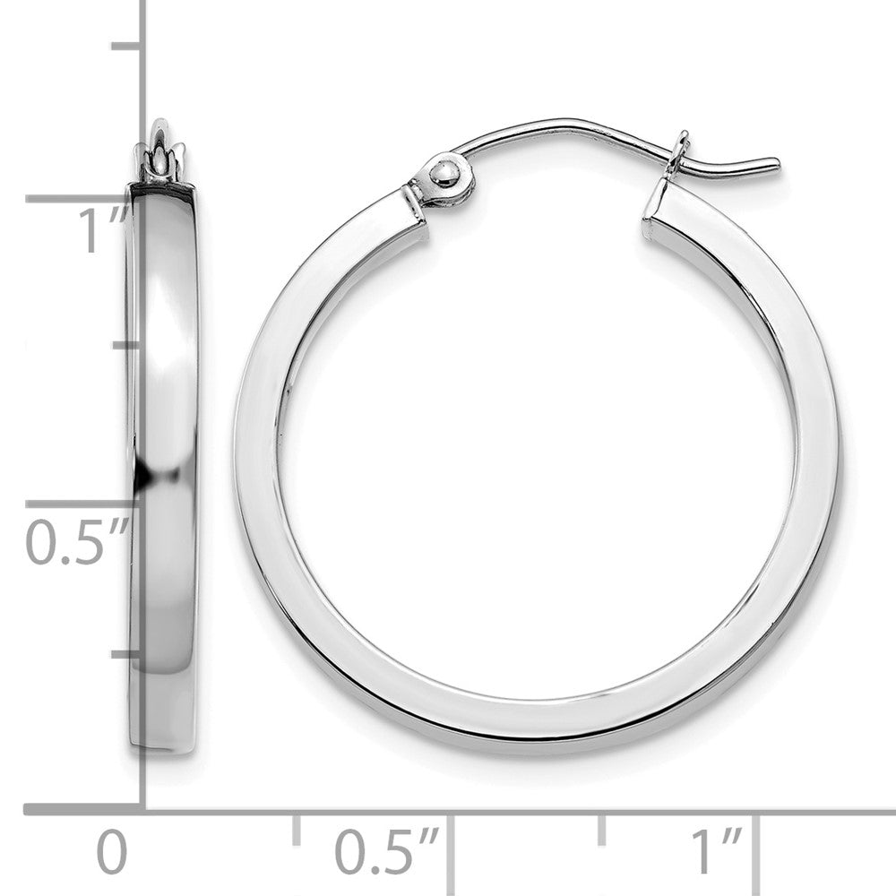 14k White Gold 2x3mm Rectangle Tube Hoop