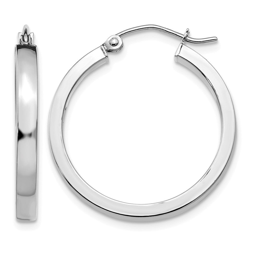 14k White Gold 2x3mm Rectangle Tube Hoop