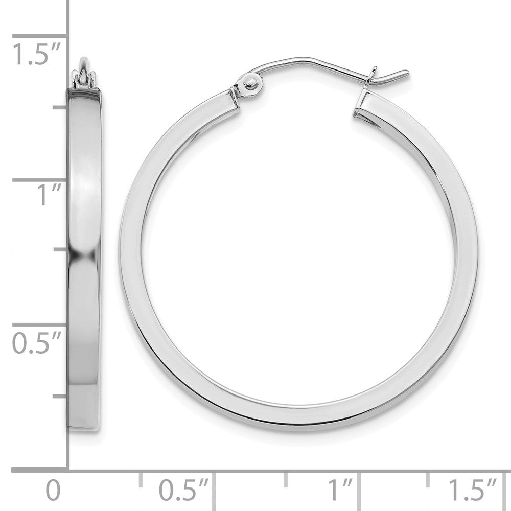 14k White Gold 2x3mm Rectangle Tube Hoop