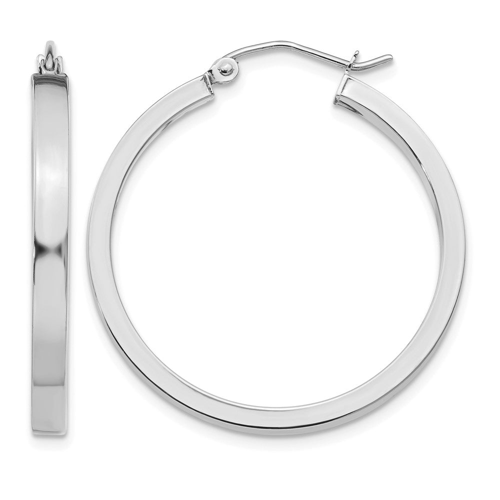 14k White Gold 2x3mm Rectangle Tube Hoop
