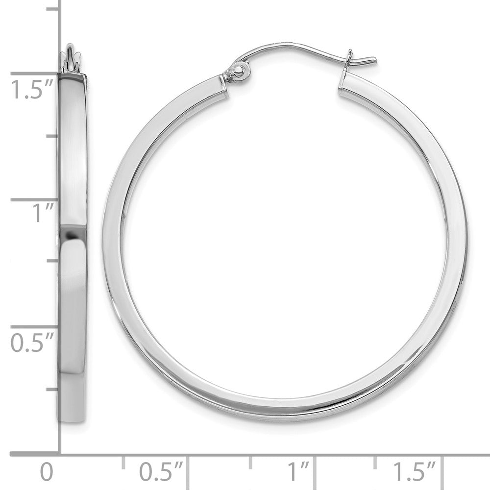 14k White Gold 2x3mm Rectangle Tube Hoop