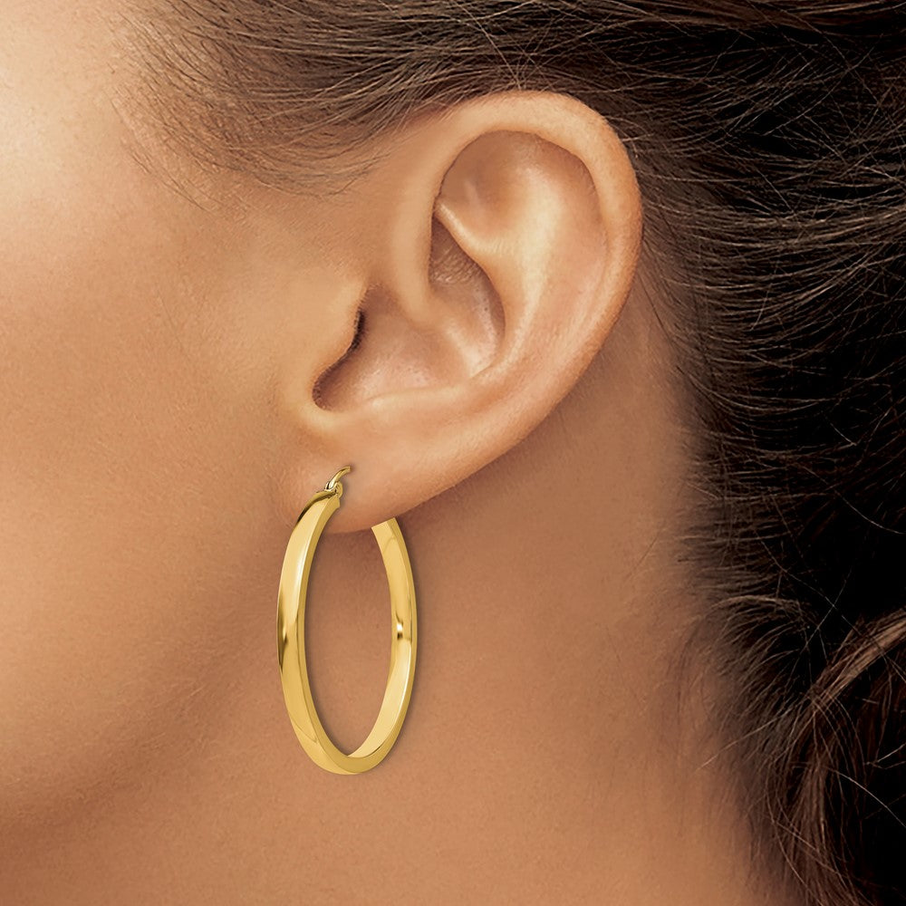 14k Polished 2mm Rectangle Tube Hoop