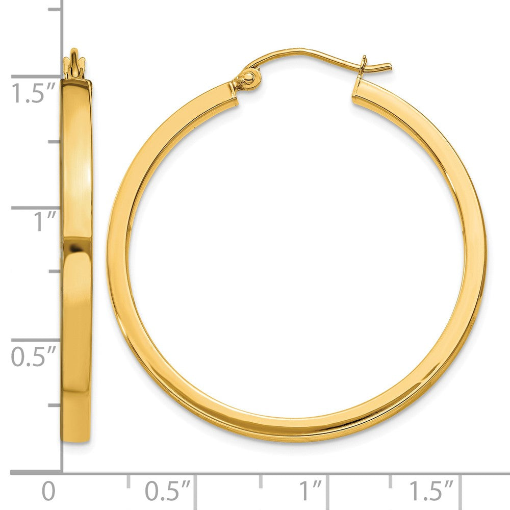 14k Polished 2mm Rectangle Tube Hoop