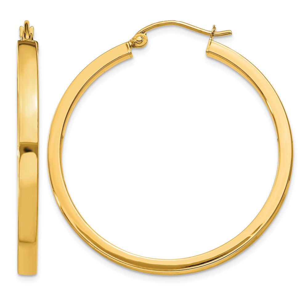 14k Polished 2mm Rectangle Tube Hoop