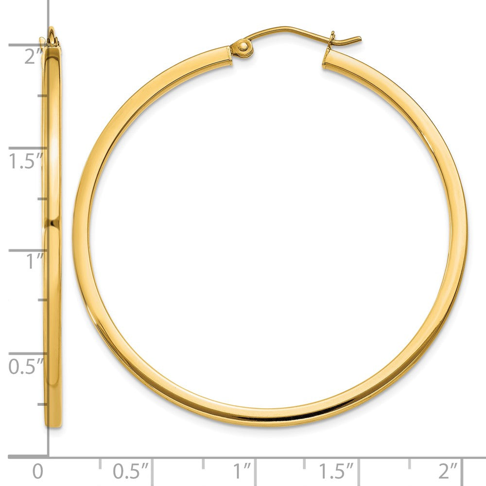 14k 2mm Square Tube Hoop Earrings