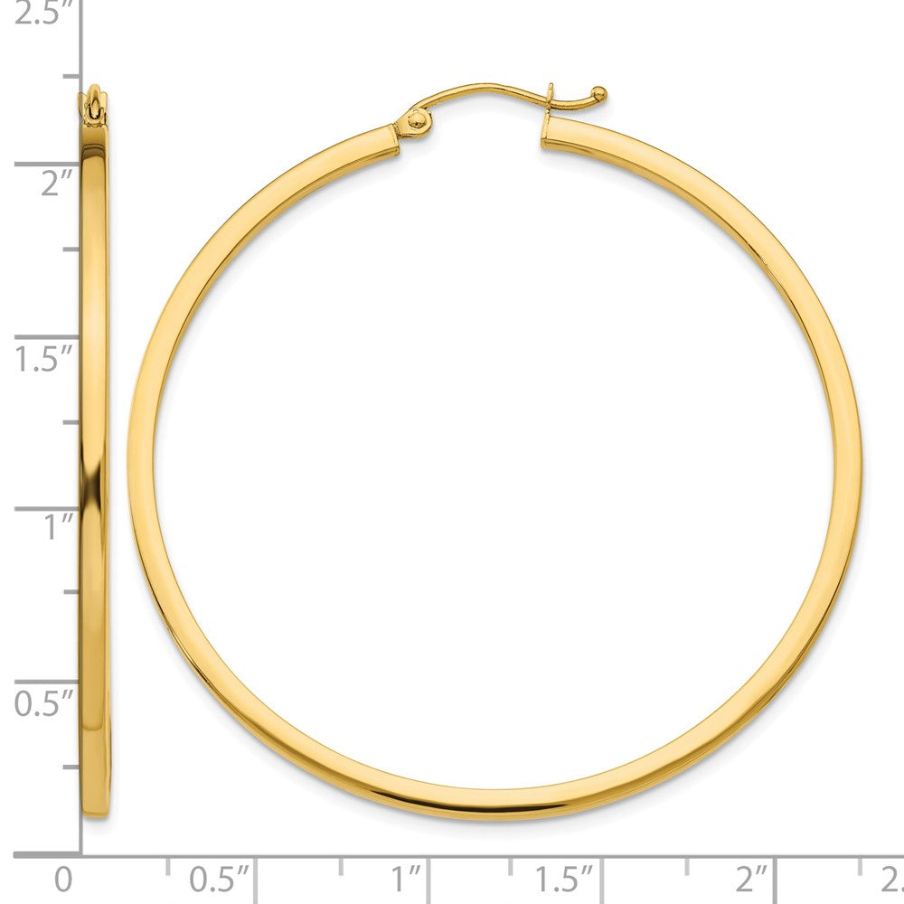 14k 2mm Square Tube Hoop Earrings