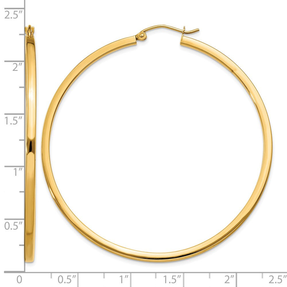 14k 2mm Square Tube Hoop Earrings