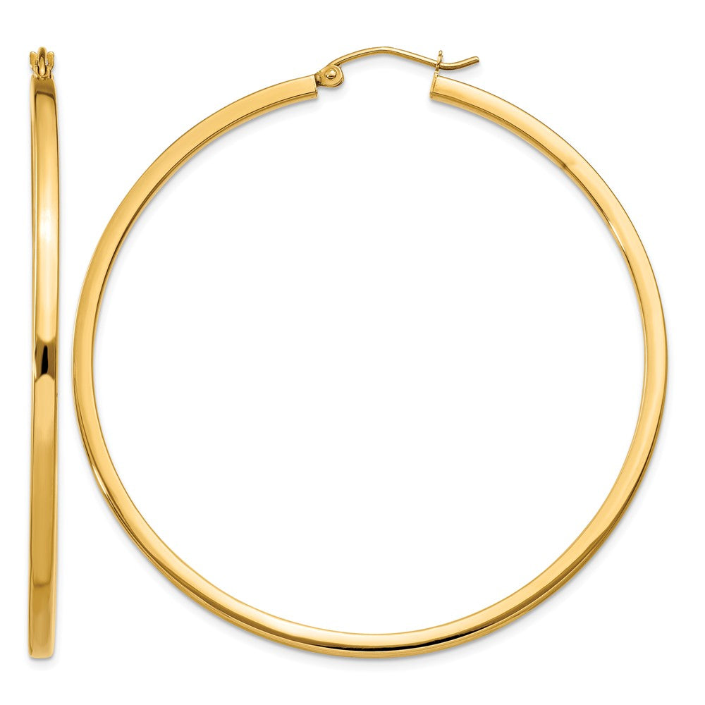 14k 2mm Square Tube Hoop Earrings